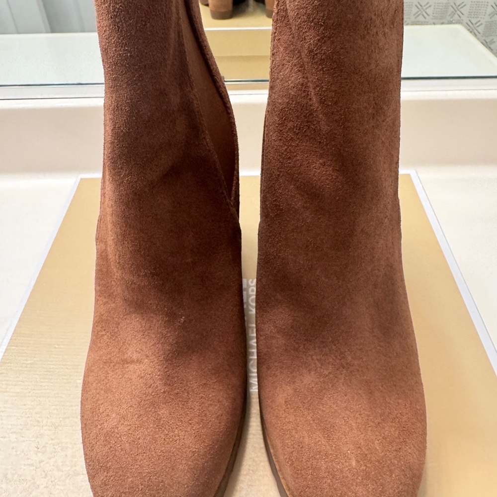 Michael Kors Tan Suede Ankle Wedge Boots